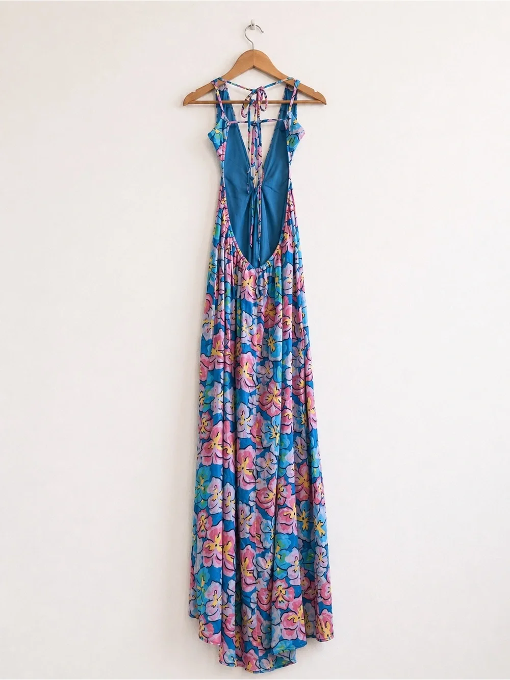 For Love & Lemons Yasmin Open Back Floral Cut Out Plunge Maxi Dress XL - Picture 3 of 11